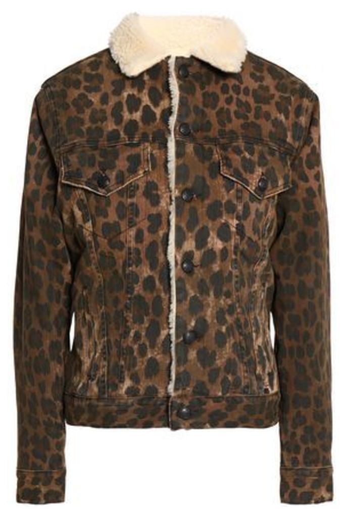 R13 Woman Faux Shearling-trimmed Leopard-print Denim Jacket Animal Print Size S