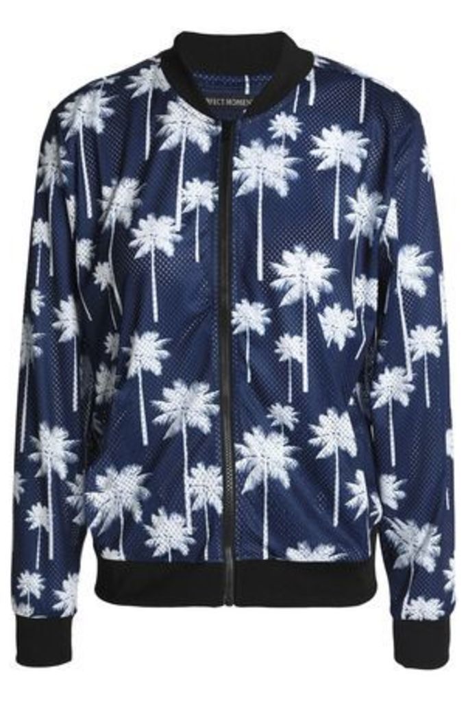 Perfect Moment Woman Printed Mesh Bomber Jacket Navy Size L