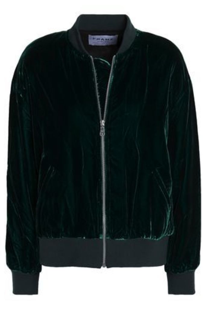 Frame Woman Velvet Bomber Jacket Emerald Size L