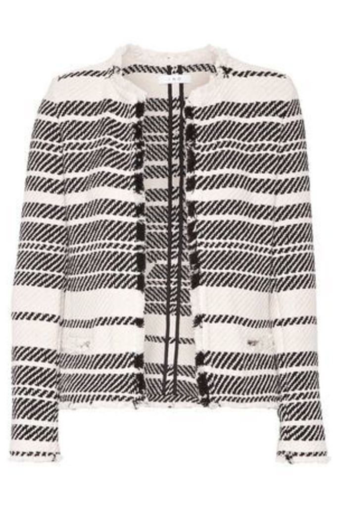 Iro Woman Zlata Striped Cotton-blend Tweed Jacket Ecru Size 44