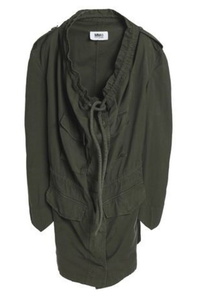 Mm6 Maison Margiela Woman Draped Stretch-cotton Jacket Army Green Size 44
