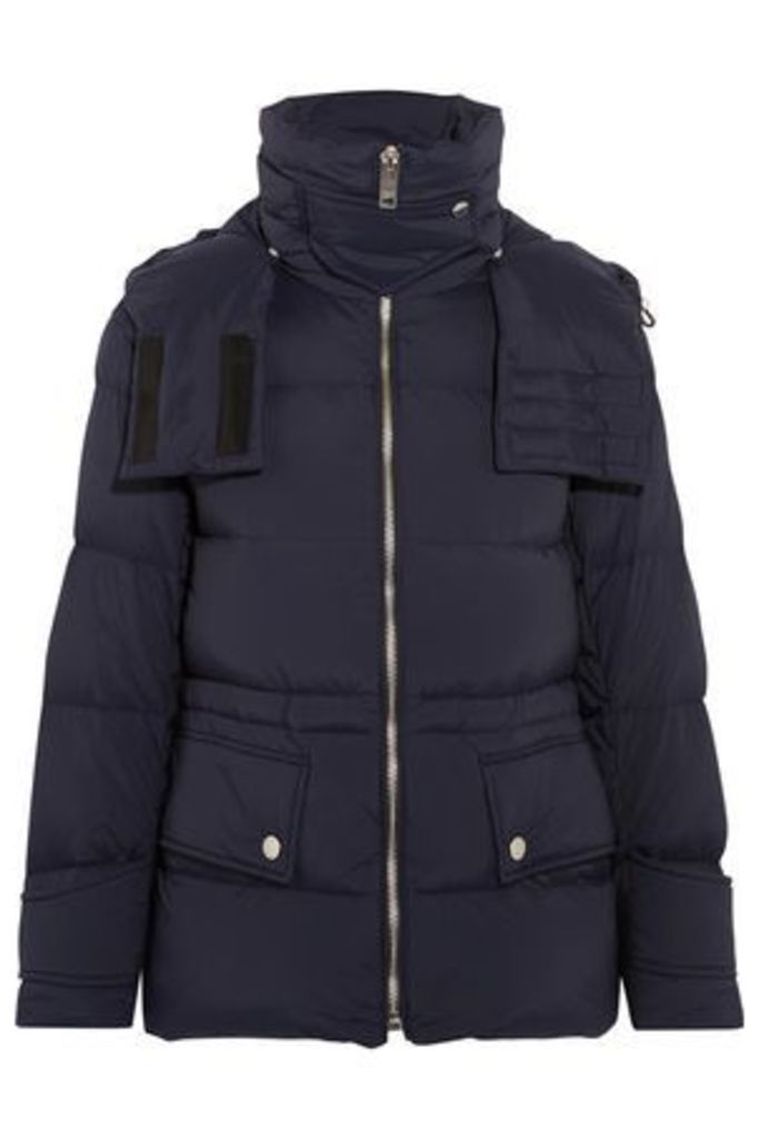 Burberry Woman Quilted Shell Hooded Down Jacket Navy Size L