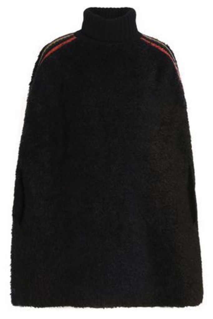 M Missoni Woman Crochet-trimmed Faux Shearling Turtleneck Poncho Black Size M
