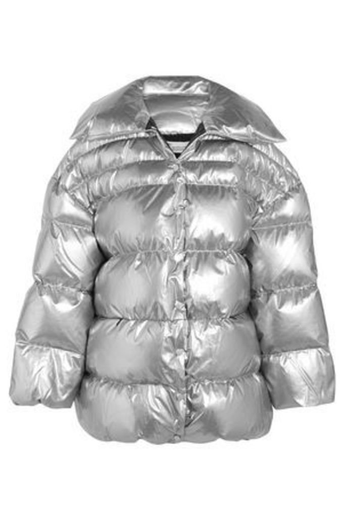 Off-white™ Woman Quilted Metallic Cotton-blend Shell Down Jacket Silver Size 46