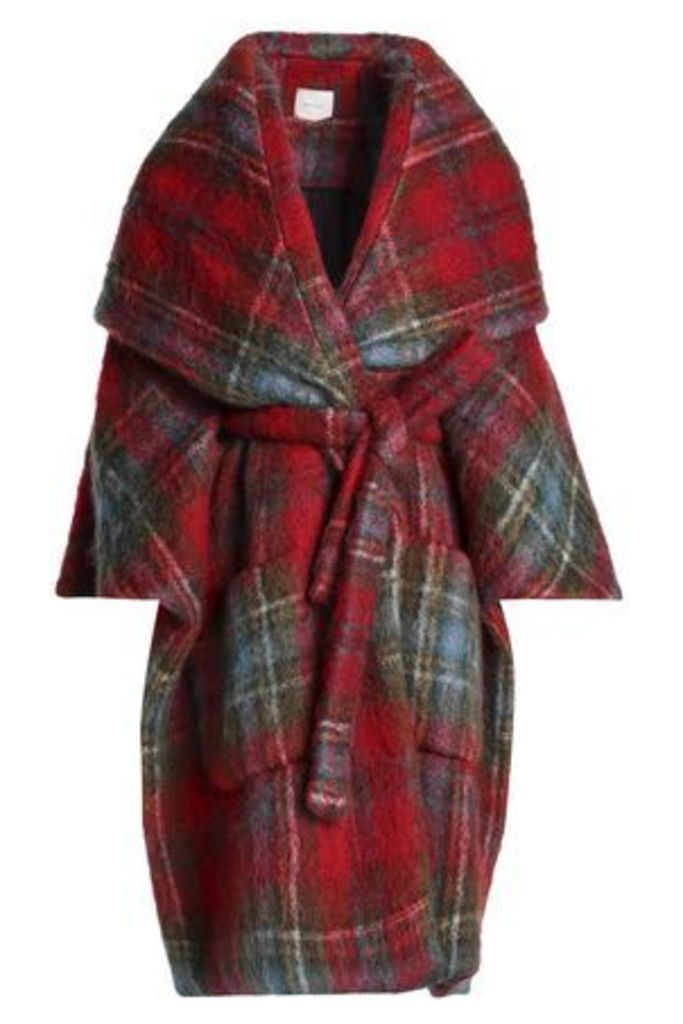 Delpozo Woman Checked Mohair-blend Cape Red Size 44