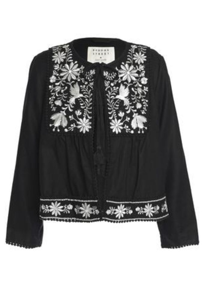 Kate Spade New York Woman Broome Street Embroidered Twill Jacket Black Size S