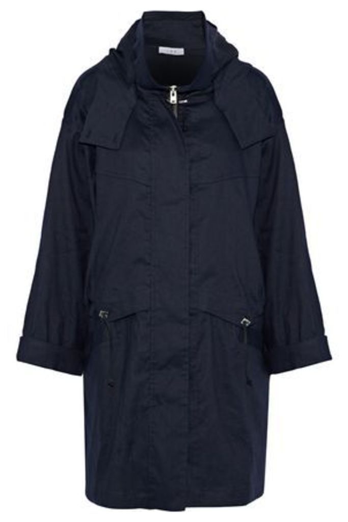 Iro Woman Gerald Linen-blend Twill Hooded Jacket Navy Size 38