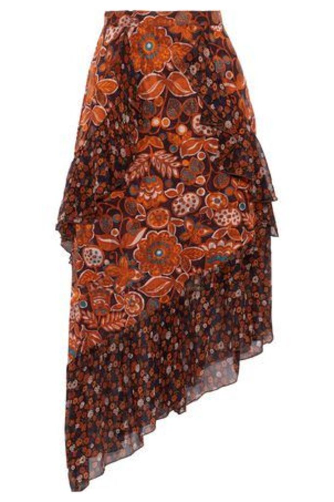 Anna Sui Woman Printed Fil CoupÃ© And Silk-chiffon Skirt Orange Size 10