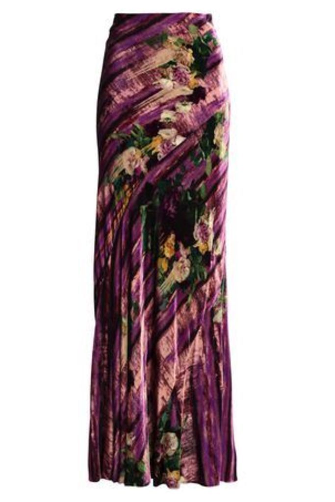Alberta Ferretti Woman Printed Velvet Maxi Skirt Violet Size 42