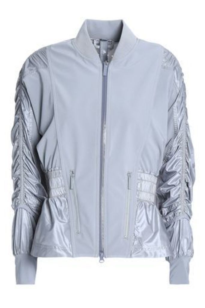 Adidas By Stella Mccartney Woman Ruched Paneled Shell Jacket Gray Size XXS