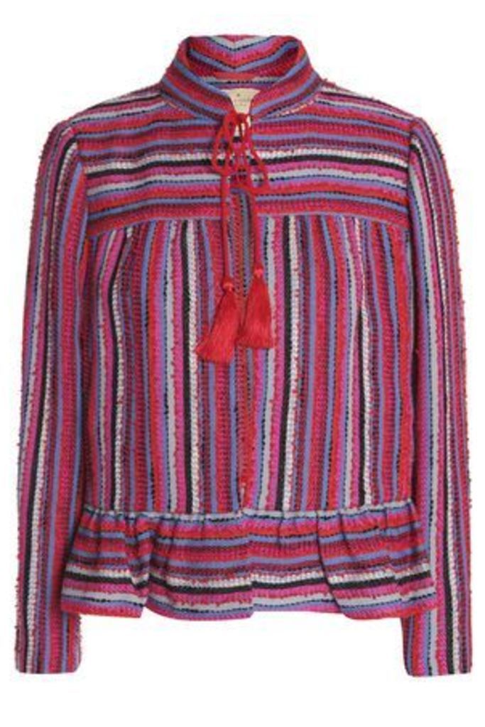 Kate Spade New York Woman Tasseled Wool-blend Tweed Jacket Multicolor Size 4