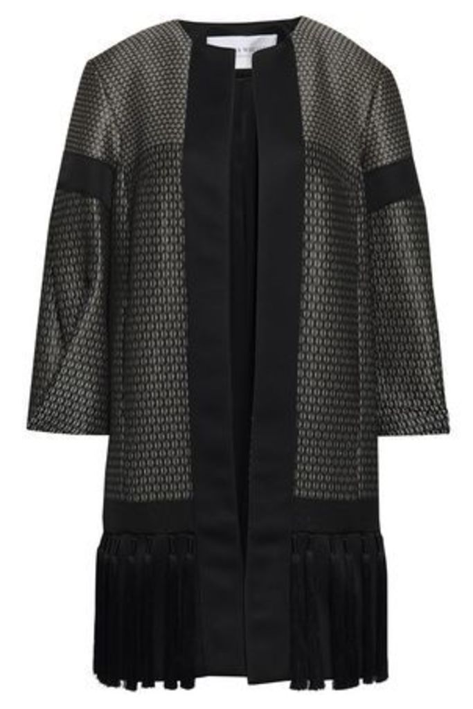 Amanda Wakeley Woman Tasseled Satin-trimmed Jacquard Jacket Black Size 16