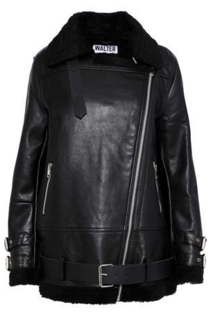 W118 By Walter Baker Woman Adele Faux Shearling-trimmed Leather Jacket Black Size S
