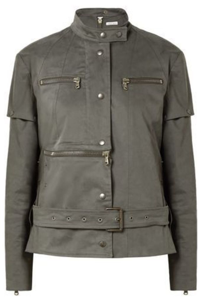 Tomas Maier Woman Convertible Cotton-blend Jacket Army Green Size 8