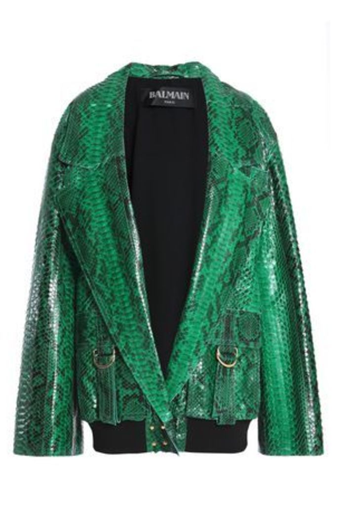 Balmain Woman Python Jacket Green Size 34