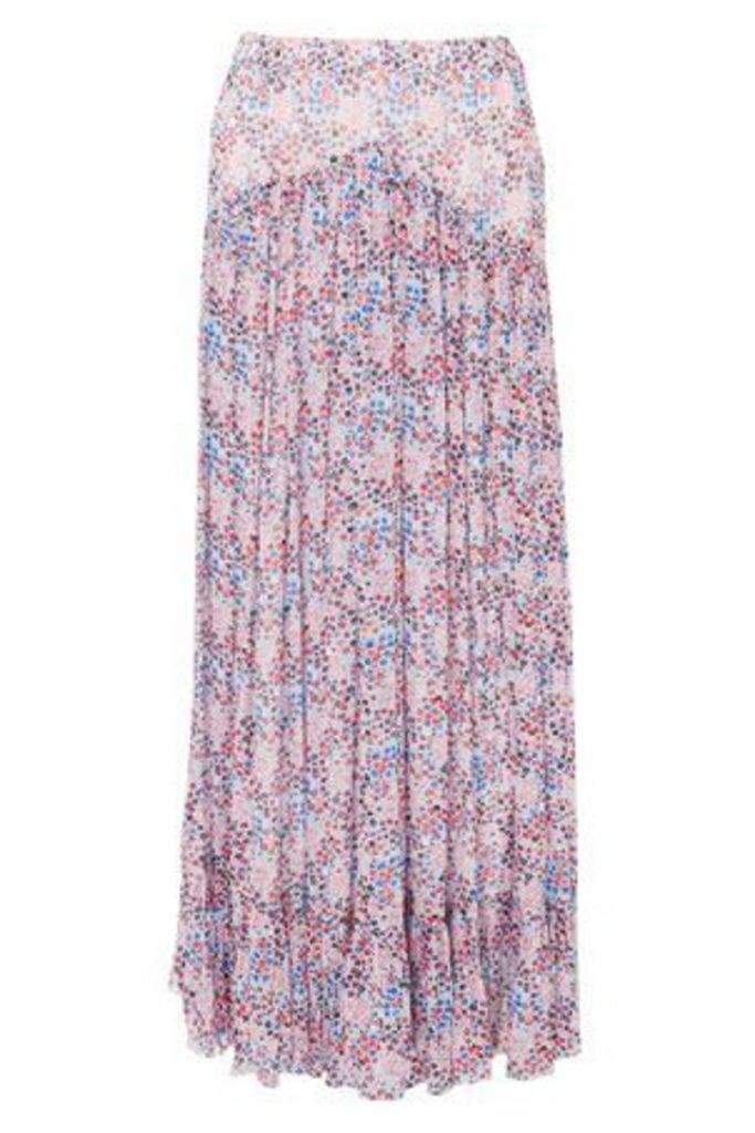 Philosophy Di Lorenzo Serafini Woman Floral-print Georgette Maxi Skirt Sky Blue Size 44