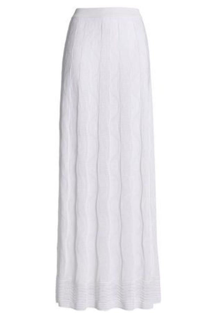 M Missoni Woman Pleated Crochet-knit Cotton-blend Maxi Skirt White Size 40