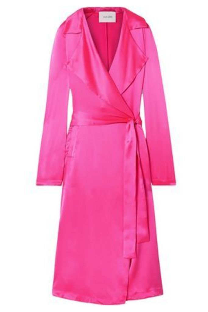 We Are Leone Woman Double-breasted Silk-satin Jacket Fuchsia Size XS/S