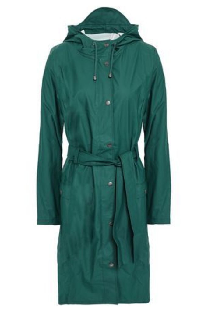 Rains Woman Coated Pvc Hooded Jacket Emerald Size S/M