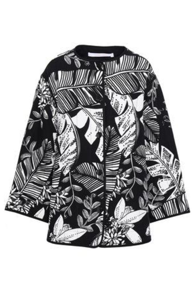 See By ChloÃ© Woman Printed Linen And Cotton-blend Jacket Black Size 40