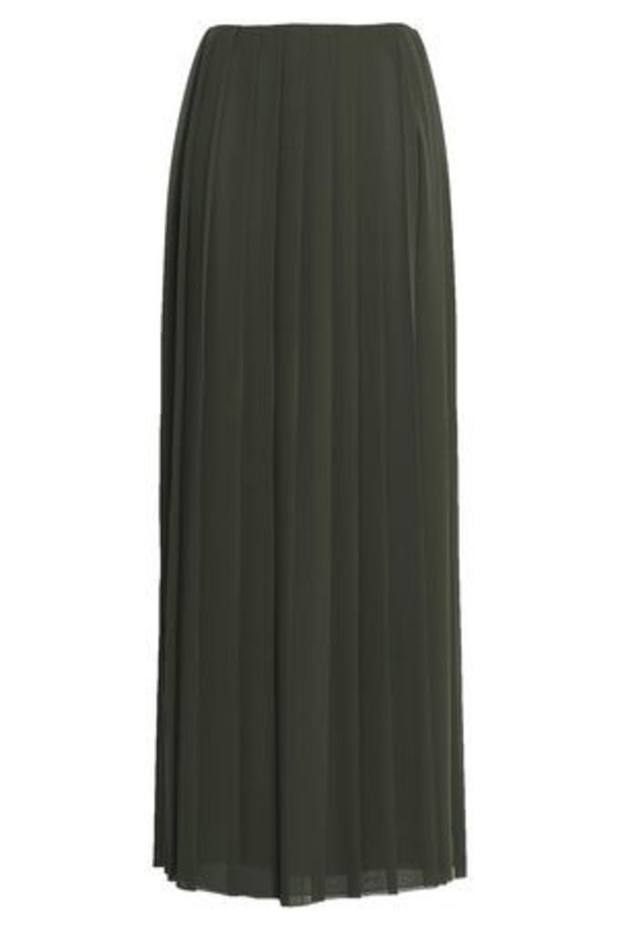 Vionnet Woman Pleated Georgette Maxi Skirt Army Green Size 44