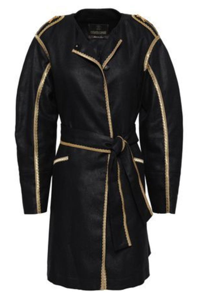 Roberto Cavalli Woman Linen And Cotton-blend Jacket Black Size 40