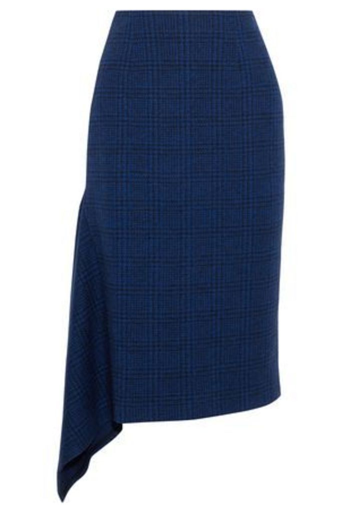 Jason Wu Woman Asymmetric Checked Wool Skirt Navy Size 6