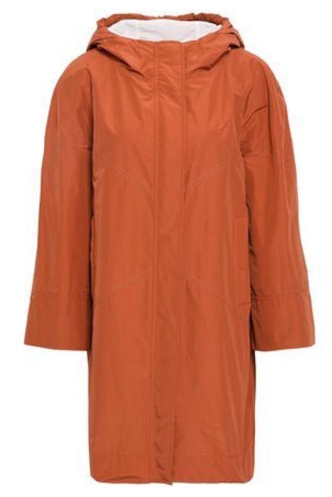 Brunello Cucinelli Woman Bead-embellished Shell Hooded Raincoat Orange Size 42