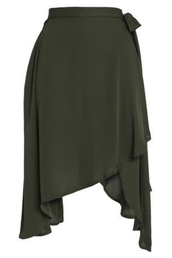 J.w.anderson Woman Asymmetric Jersey Midi Skirt Army Green Size 12