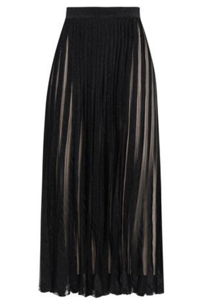Antonino Valenti Woman Pleated Metallic Stretch-knit Maxi Skirt Black Size 44