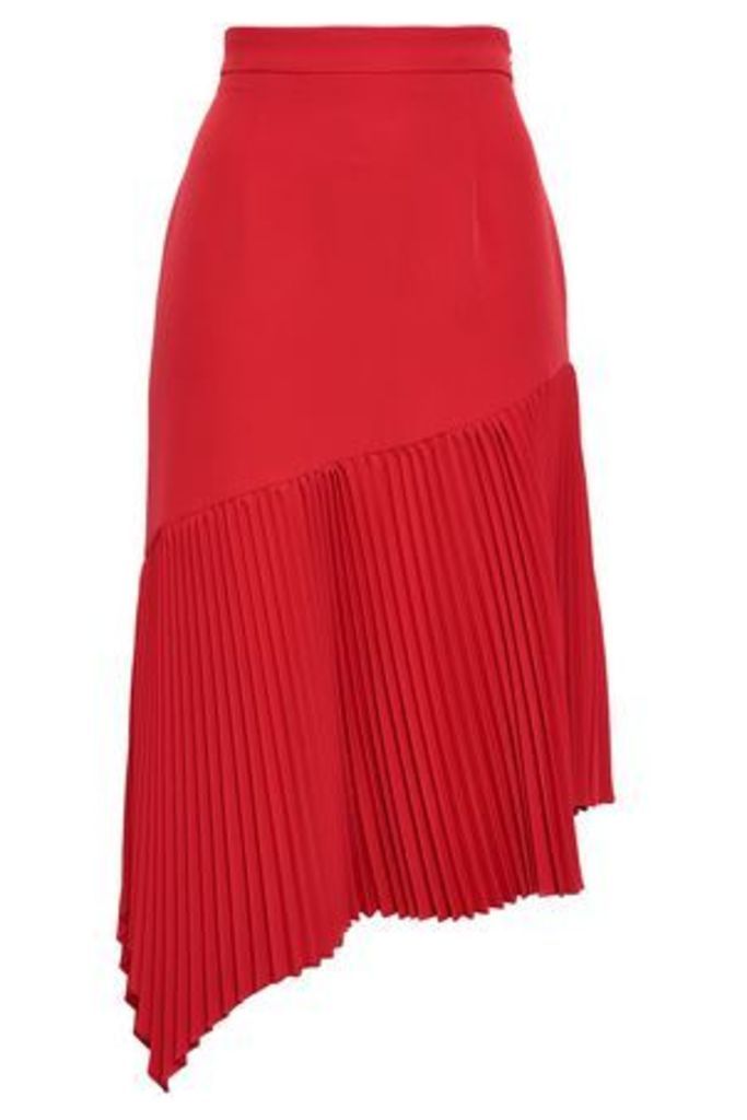 Milly Woman Paneled Pleated Crepe Skirt Red Size 4