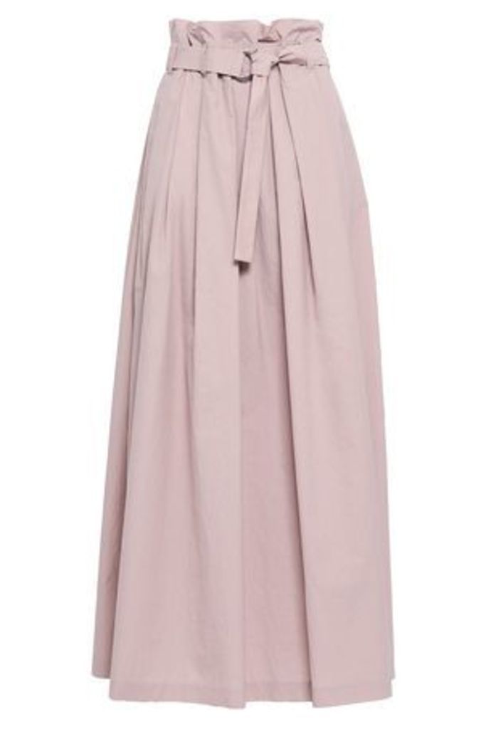 Brunello Cucinelli Woman Belted Crinkled Cotton-blend Poplin Maxi Skirt Blush Size 42