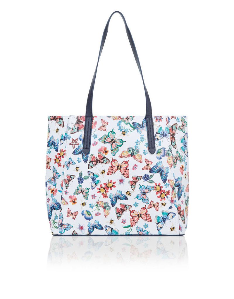 Butterfly Print Reversible Tote Bag