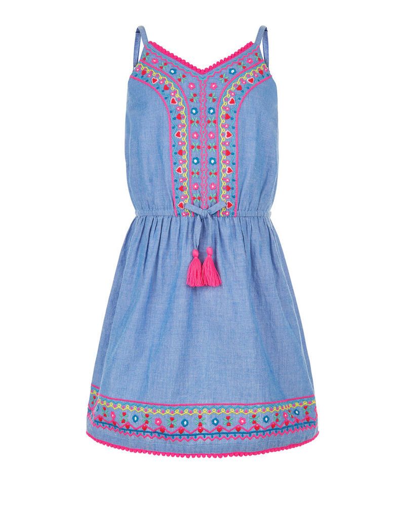 Chambray Embroidered Dress