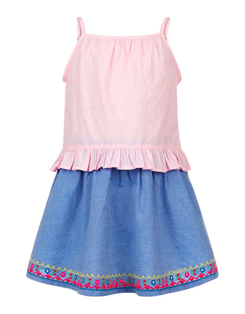 Chambray Embroidered Skirt & Top Set