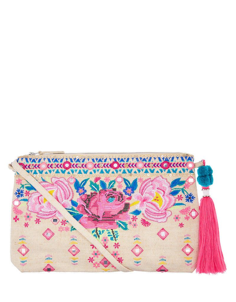 Rose Embroidered Cross Body Bag