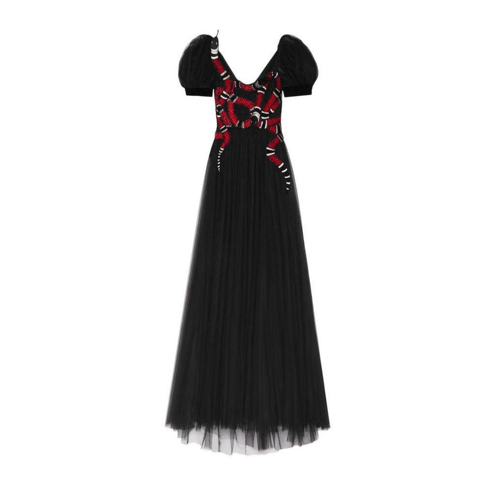 Kingsnake embroidered tulle gown