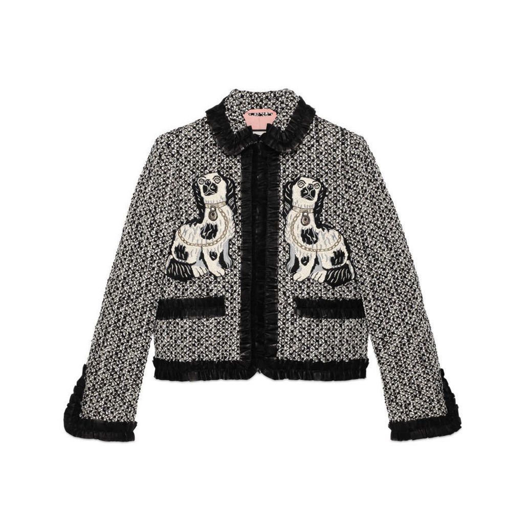 Embroidered tweed jacket
