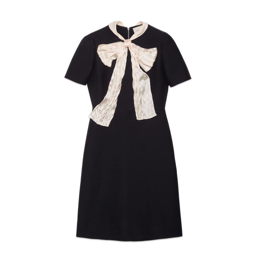 Wool silk dress with bow