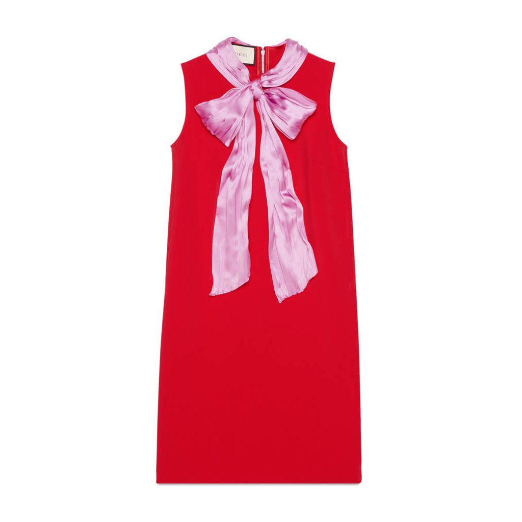 Stretch viscose dress with bow