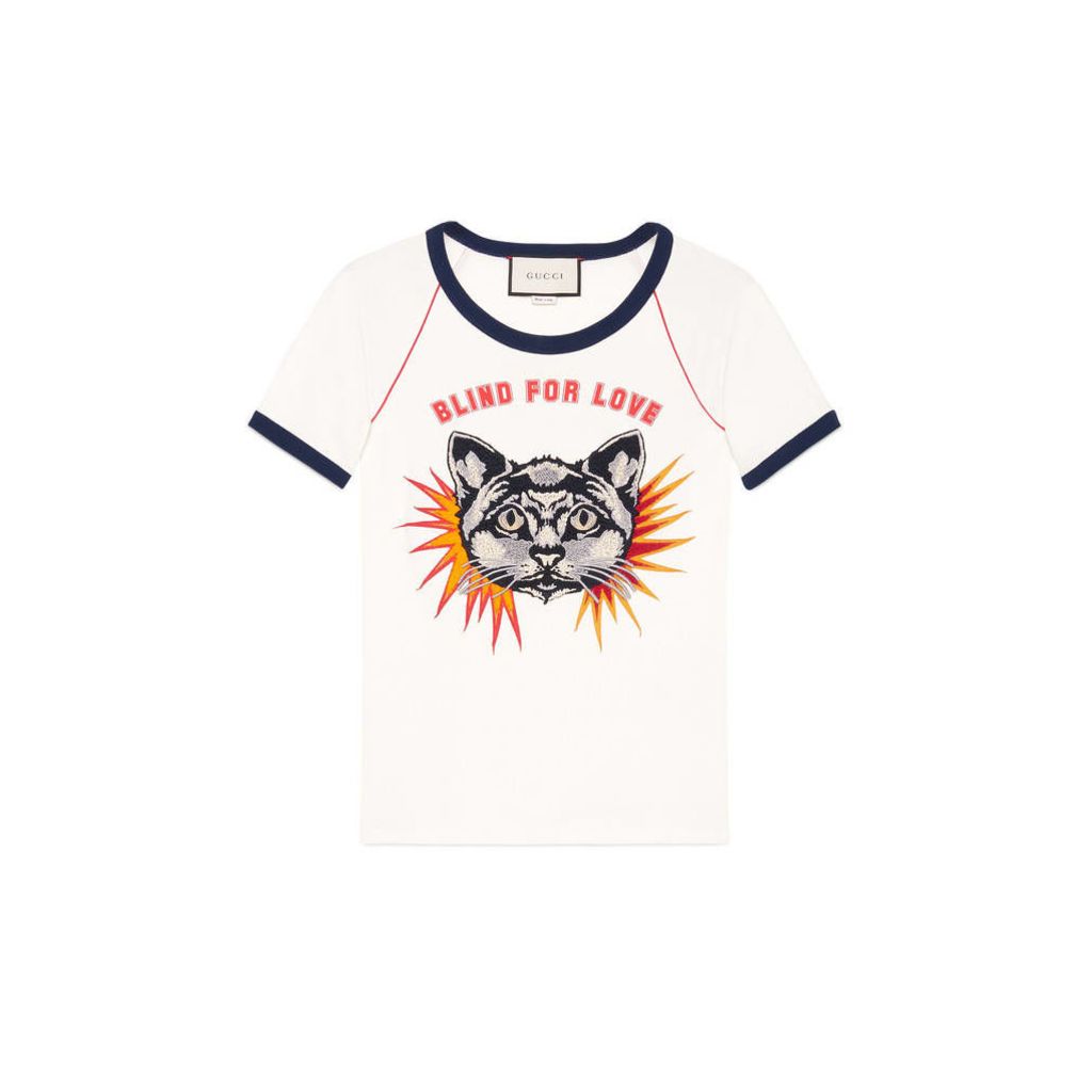 T-shirt with cat appliquÃ©