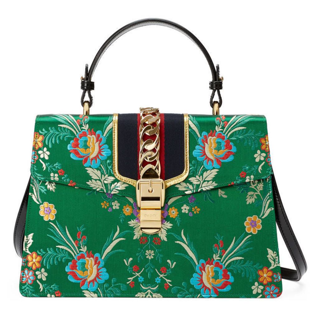 Sylvie floral jacquard top handle bag