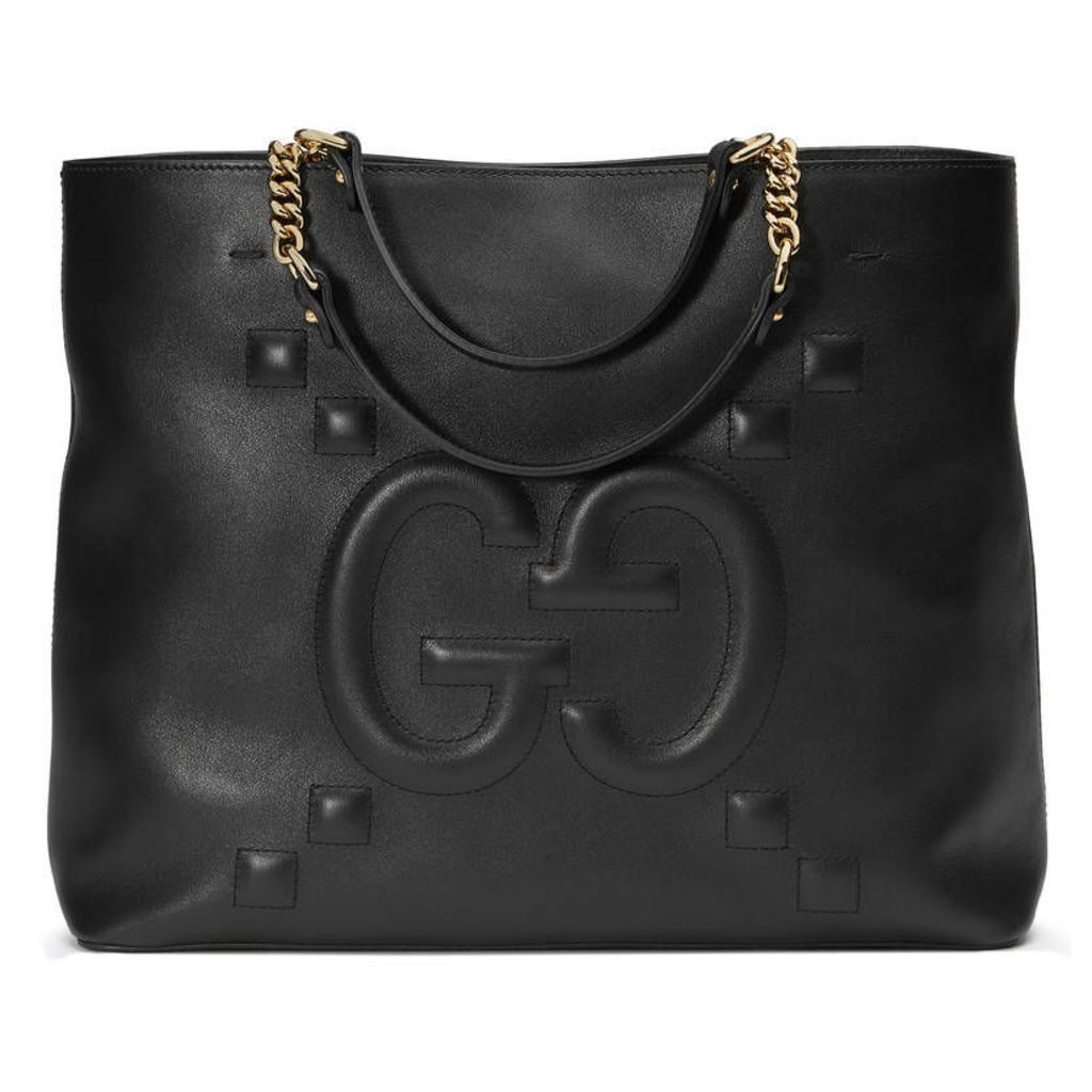 Embossed GG leather tote