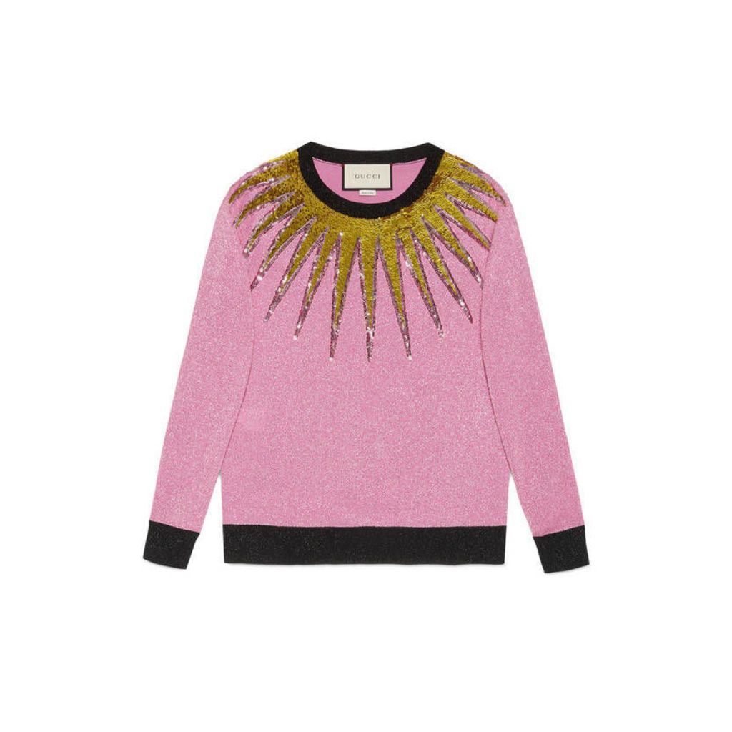 Embroidered lurex knitted top