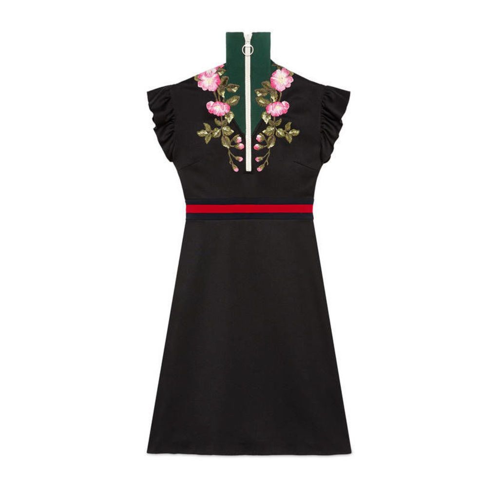 Embroidered jersey dress