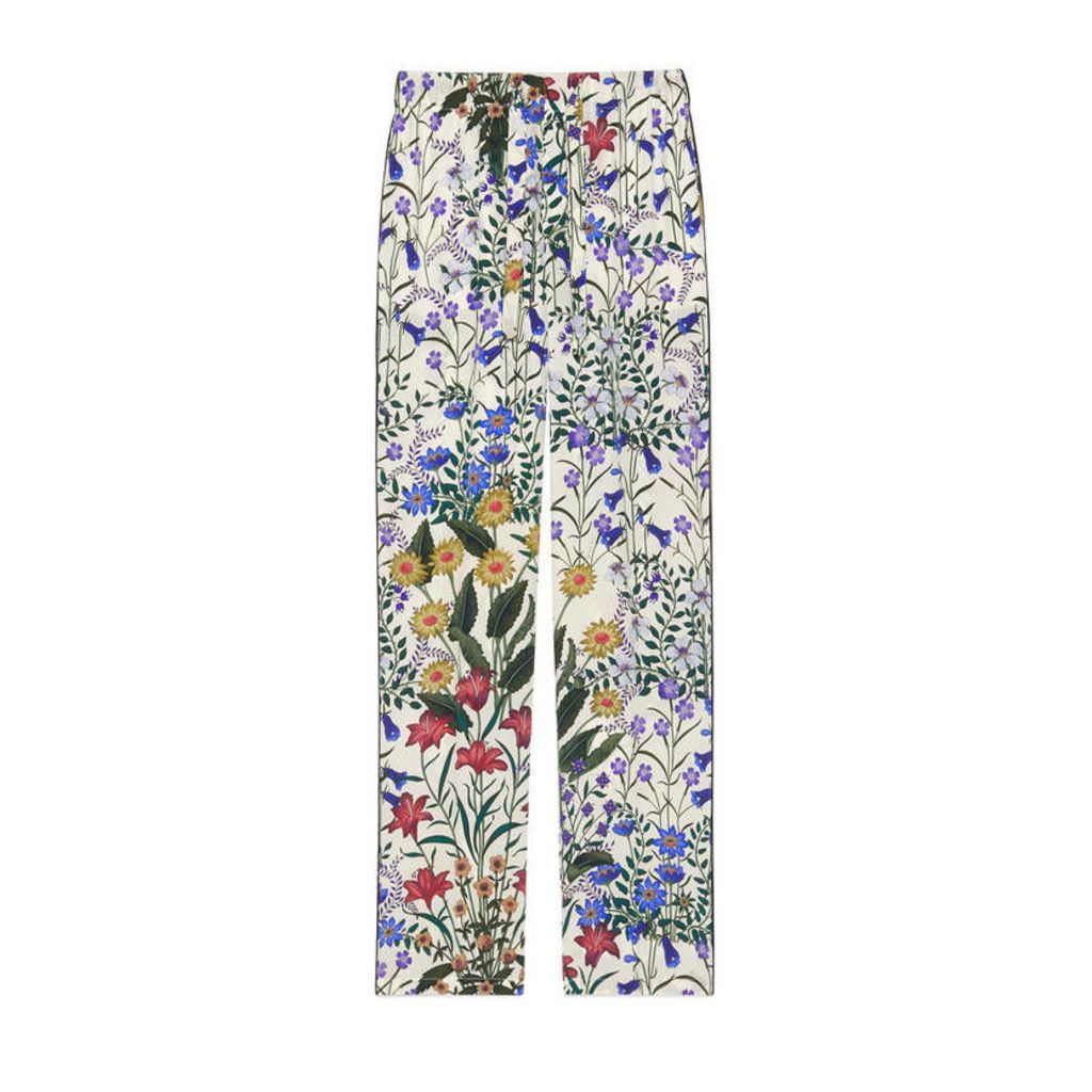 New Flora print silk pajama pant