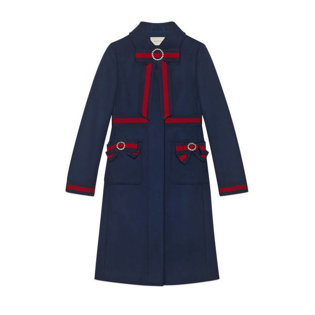 Wool coat with Web bows