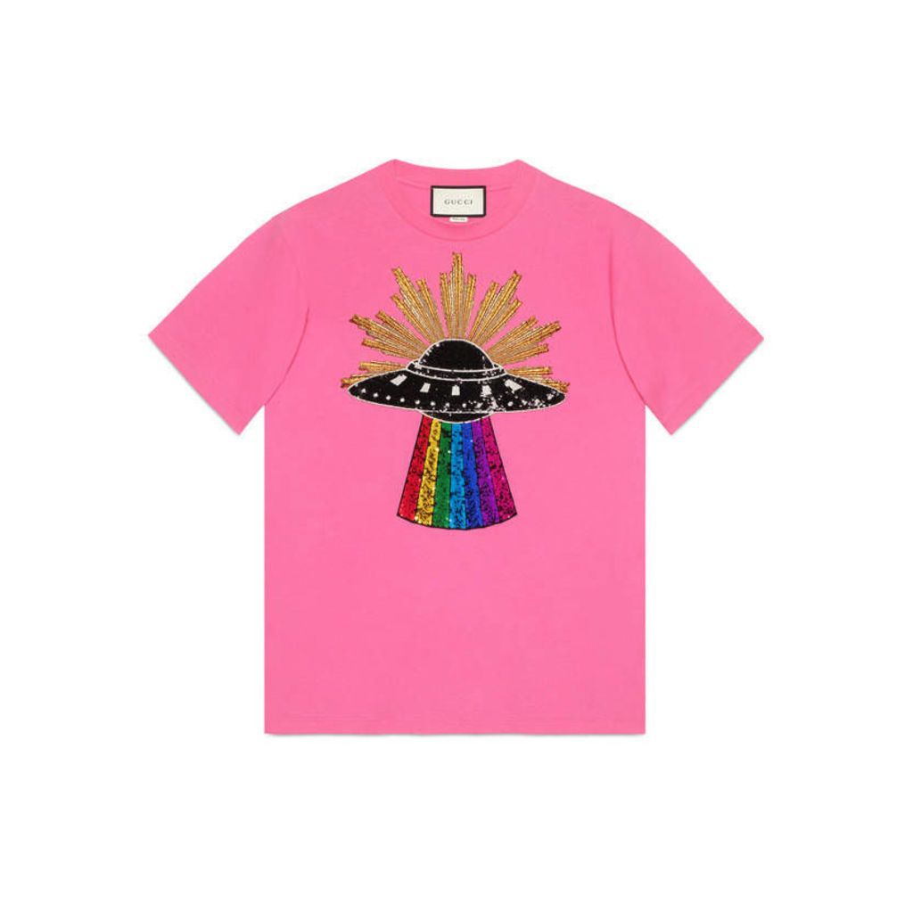 Sequin UFO cotton t-shirt