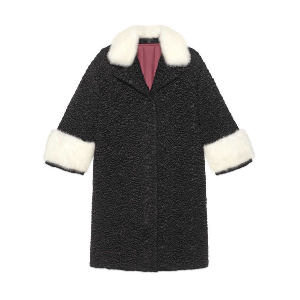Quilted nylon coat with mink