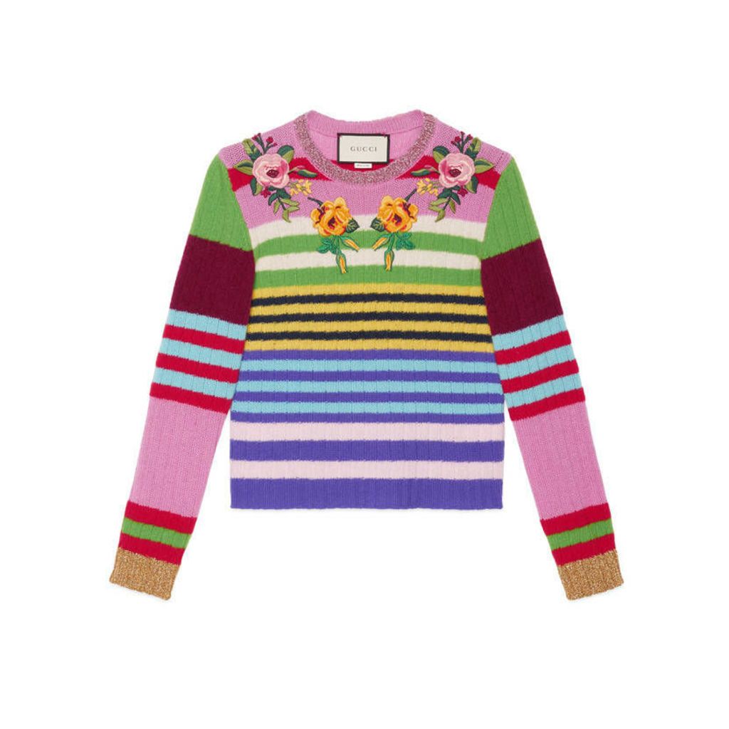 Embroidered multicolor knitted top